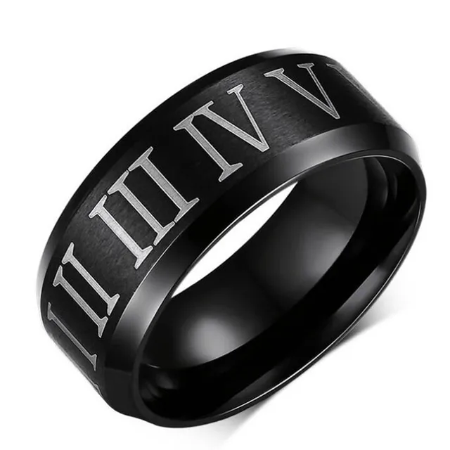 Caxybb Fashion Roman numerals black ring men's ring cool stainless steel cocktai Caxybb Fashion Roman numerals black ring men's ring cool stainless steel cocktai