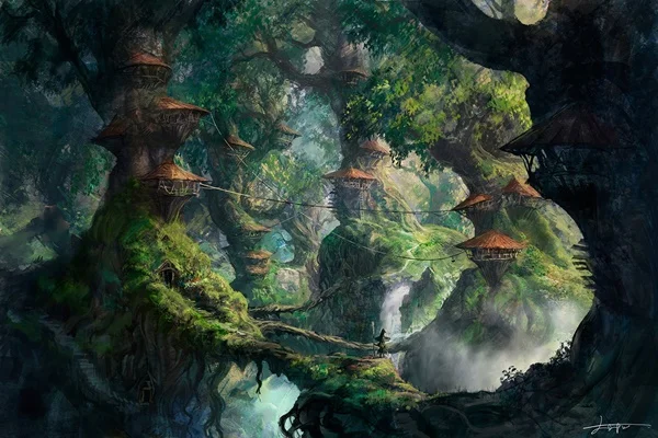 fantasy art wizard forest trees artwork digital art home decoration