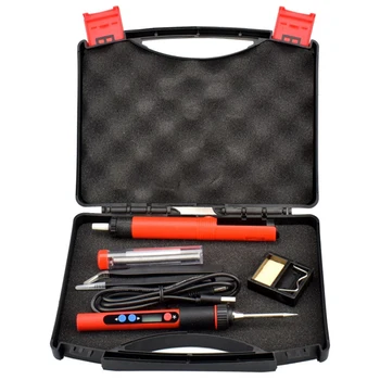 

USB 5V 2A 10W Digital Temp Adjustable Soldering Iron Kit Portable Lead-Free Welding Rework Station with Switch Toolbox