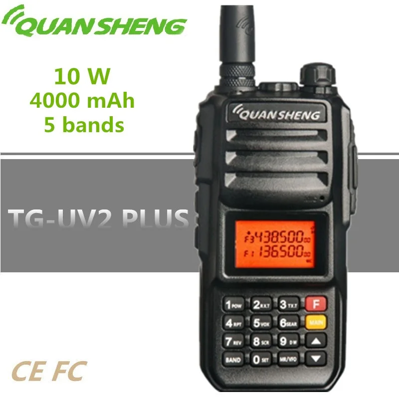 

QUANSHENG TG-UV2 PLUS Walkie Talkie 10W High Power 4000MAH UHF VHF 5 Bands Waterproof 200 Channels Police 350-390MHz UV-9R PLUS