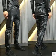 28-35, новинка, корейские мужские обтягивающие кожаные штаны, повседневные осенние зимние мотоциклетные брюки из искусственной кожи, облегающие костюмы ди-джей GD singer