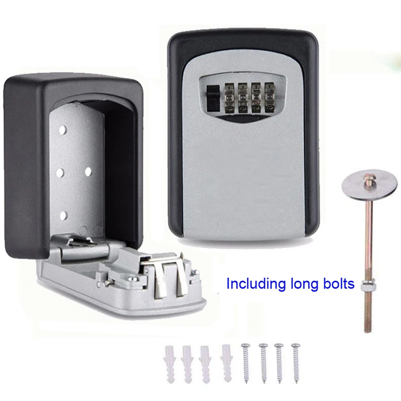 

Black & Grey Key Storage Lock Box Wall Mount Holder 4 Digit Combination Safe Outdoor Security Including long bolts Free shipping