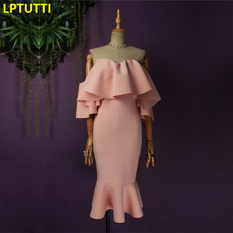 LPTUTTI Ruched Новый Женственная Дамская обувь социальных праздничные элегантные вечерние платья модные короткие Роскошные вечерние платья