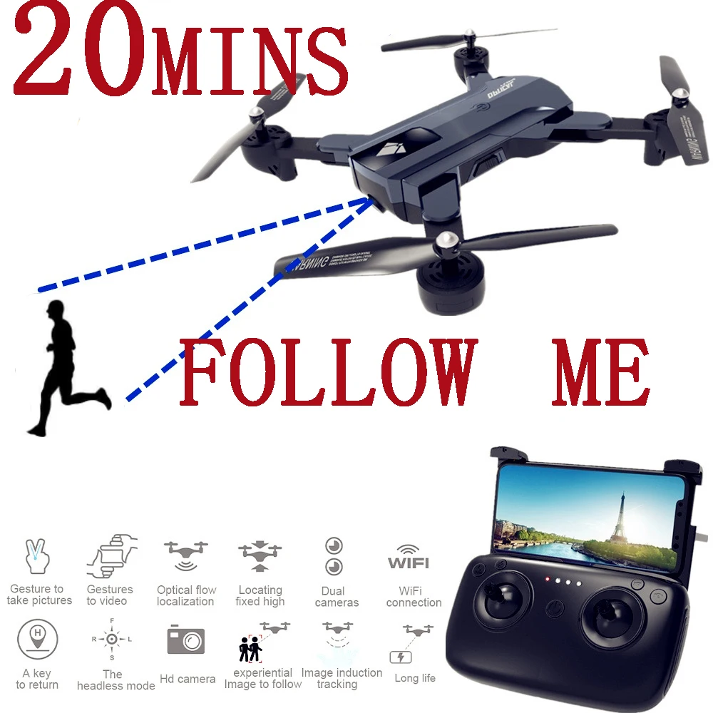 

X196 Drone 20 mins Drones with Camera HD 720p 2MP RC Racing Drone Follow Me FPV RC Quadcopter with Camera Drone Follow me