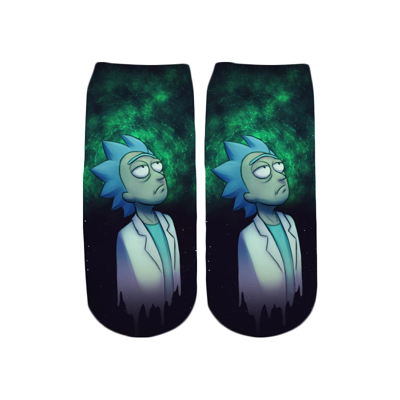 PLstar Cosmos/Новинка года; милые короткие носки с 3D принтом с героями мультфильмов Rick and Morty для мужчин и женщин; корейские носки в стиле Харадзюку; WZ033