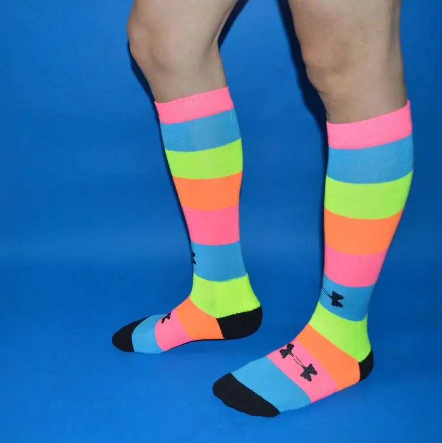 Men'S Socks Long Knee High Socks football Socks Athletic Multi Colors Spcks Compression Striped
