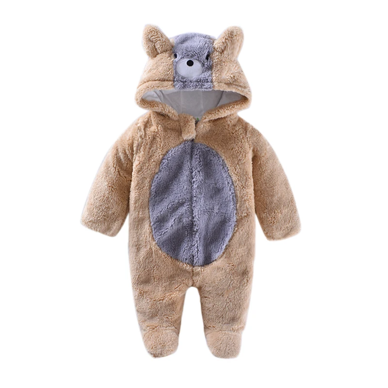 Cute Animal Brown Bear One Piece Long Sleeve Cotton Newborn Baby Romper