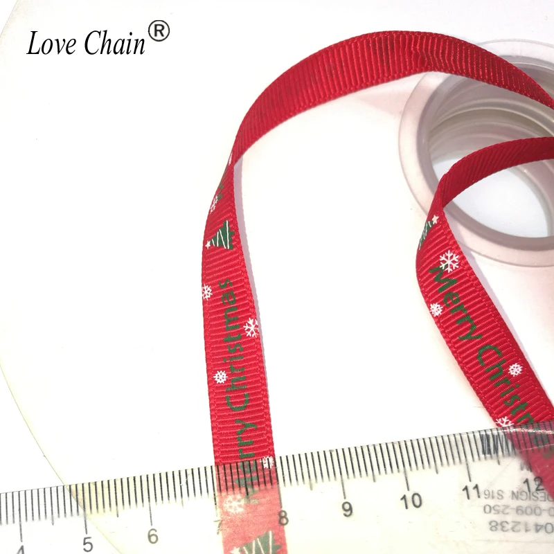 (2 м/лот) 3/8 ''(10 мм) белый зеленый красный случайный 1 Печать Grosgrain атласные ленты