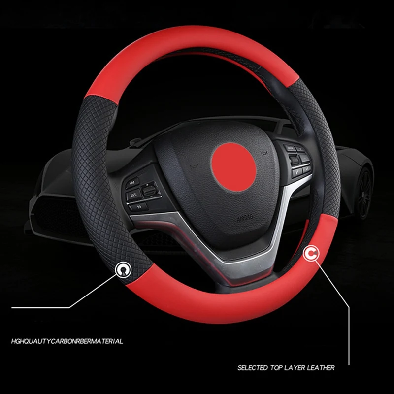 PU Leather Universal Car Steering-wheel Cover 38CM Car-styling Auto Steering Wheel Covers Anti-Slip Automotive Accessories