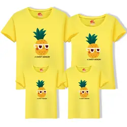 Одинаковые комплекты для семьи летняя футболка с короткими рукавами верхняя одежда из хлопка для мамы папы, сына, дочки платье мультфильм