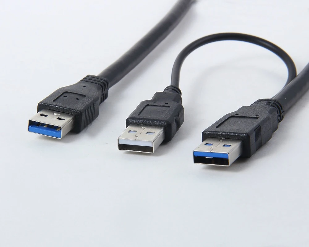 

Super Speed USB 3.0 Power Y Cable Two A Male to USB Male for External Hard Disk