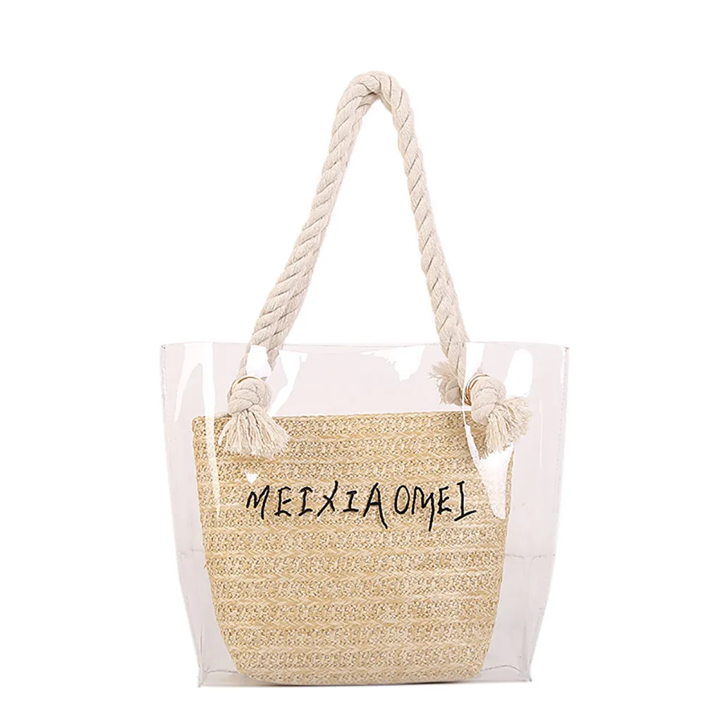 

Clear Transparent Women Letter Messenger Bag Women Straw Simple Shoulder Versatile Shoulder Bag Large-capacity Fashion Handbag