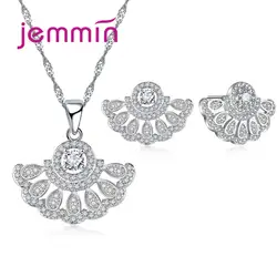Jemmin Кристалл блестящая юбка кулон комплект ювелирных изделий 925 пробы серебряные ювелирные украшения для женщин красивые цепочки и