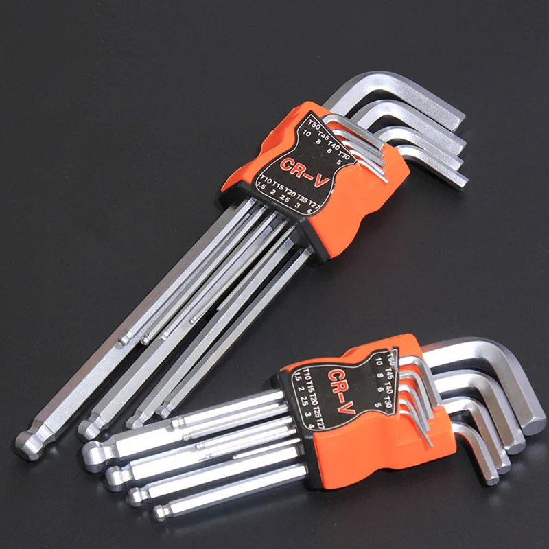 

9pcs Hexagon Allen Key Wrench Tools set 1.5mm - 10mm Matte Chrome Ball End Spanner set Screwdriver Set Tool Kit Hex Key