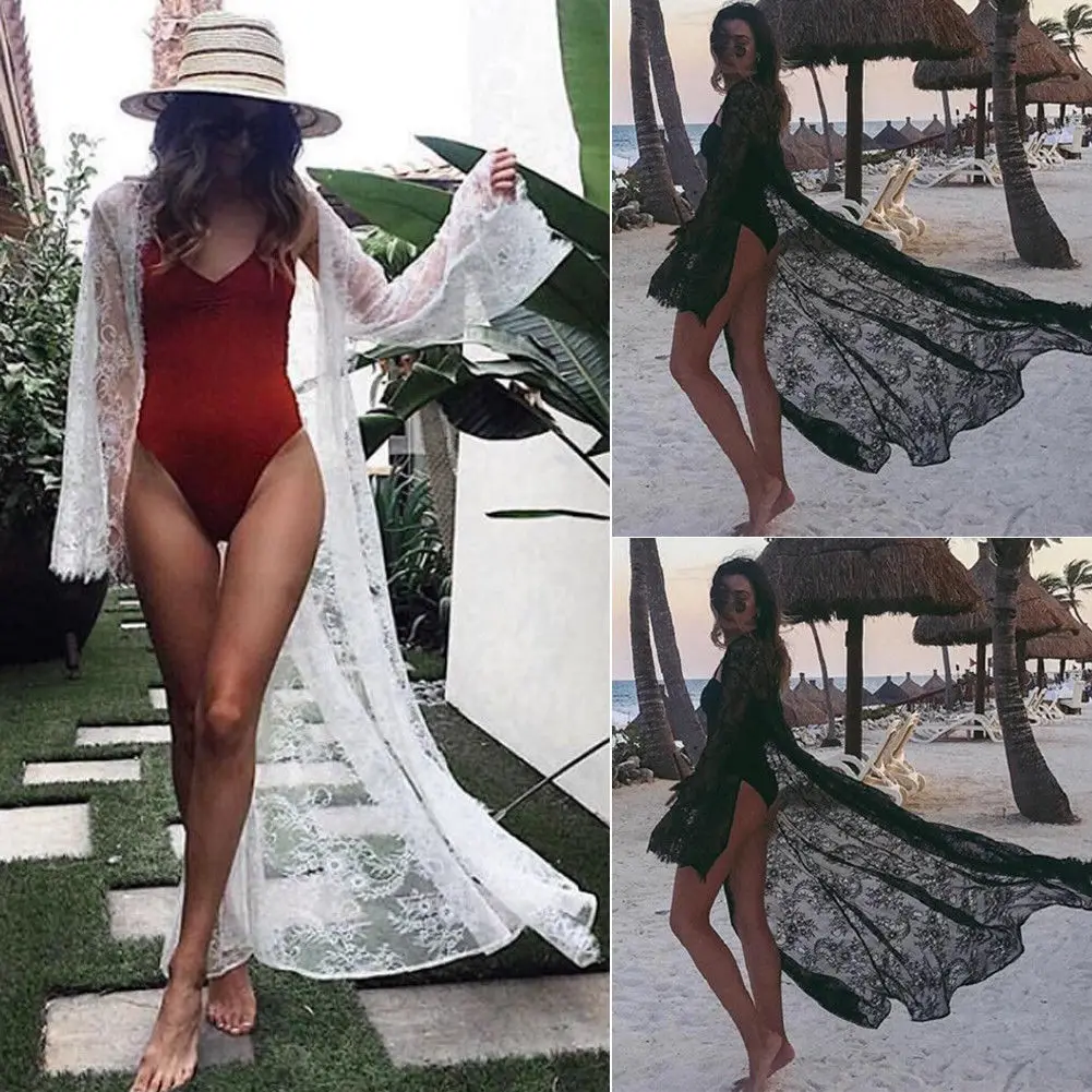 Для женщин пикантные шифоновые кимоно блузка пальто Boho Цветочный кардиган Пляж Бикини Cover Up пончо