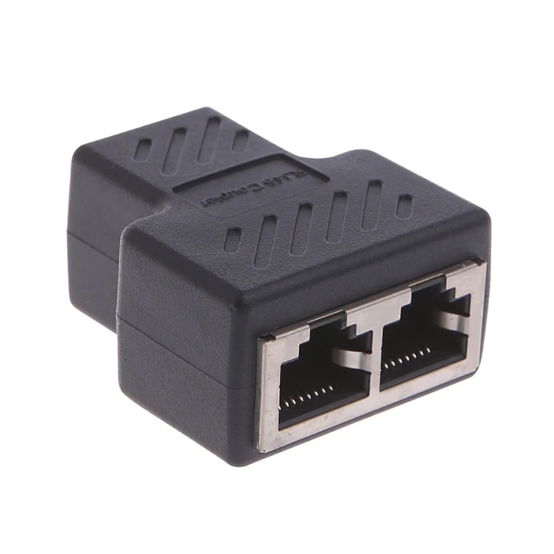 1 To 2 Ways LAN Ethernet Network Cable RJ45 Female Splitter Connector Adapter For Laptop Docking 2