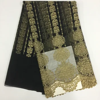 

Black African French Lace Fabric High Quality 2017 Fashion Nigerian Wedding African Lace With Stones Lace Fabric For Wedding 5yd