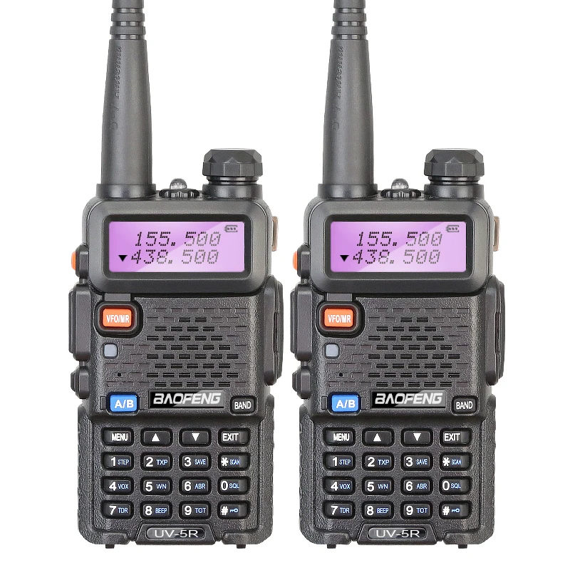 Оригинальный 2 предмета Baofeng УФ 5R Walkie Talkie Портативный радио UHF & VHF UV-5R 5 Вт переговорные ФИО Comunicador двухстороннее радио comunicator