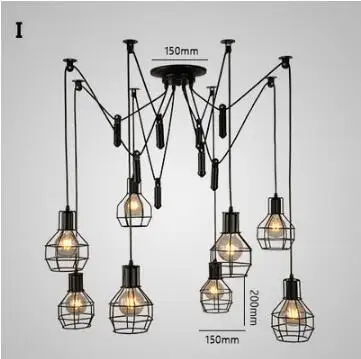Винтажный подвесной светильник-паук, лампа Лофт E27, промышленное освещение, ретро Лофт, подвесные светильники для дома 110 В 220 В - Цвет корпуса: I