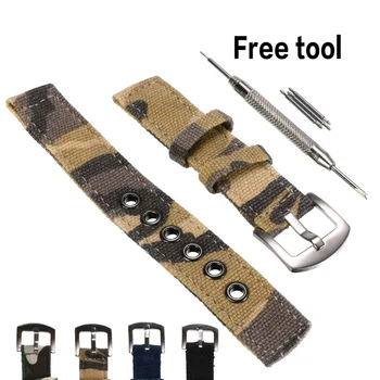

Nylon Watch Strap Band 18mm/20mm/22mm/24mm Camouflage Canvas Watchband Replacement Wristband With 3 Spring Bars 1 Watch Tools