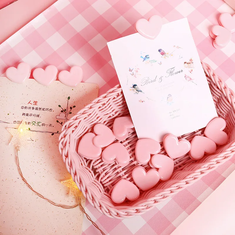 Paper Clips 10pc/lot Cute love heart Color Small Paper Clip Plastic Craft Memo Clips DIY Clothes Photo Clamps Decorative Office School
