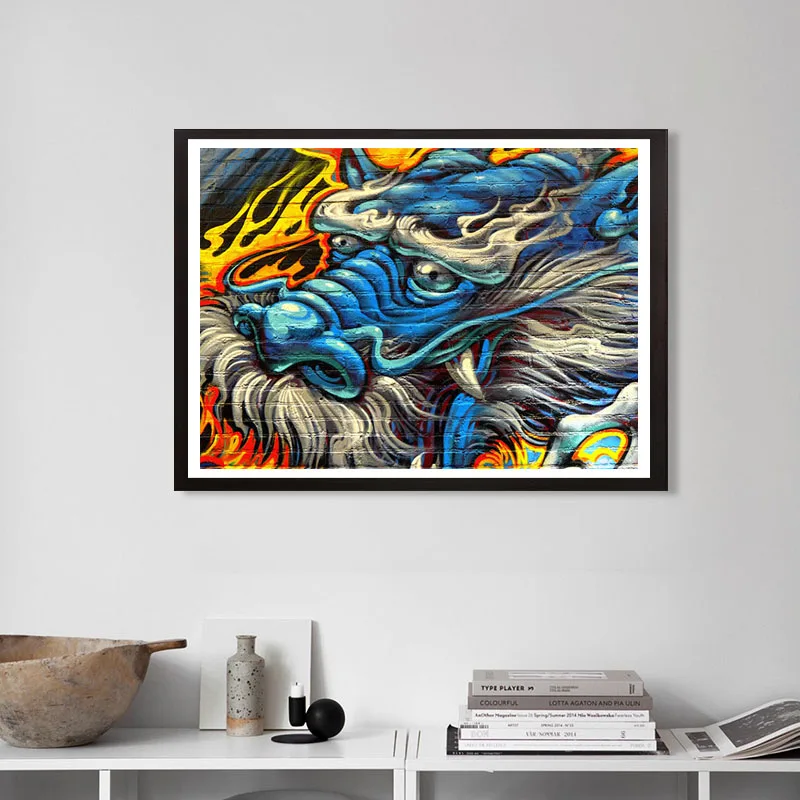 

DIY Diamond Painting Animal Dragon Cross Stitch Diamond Painting Pattern Circular Rhinestone Home Decoration