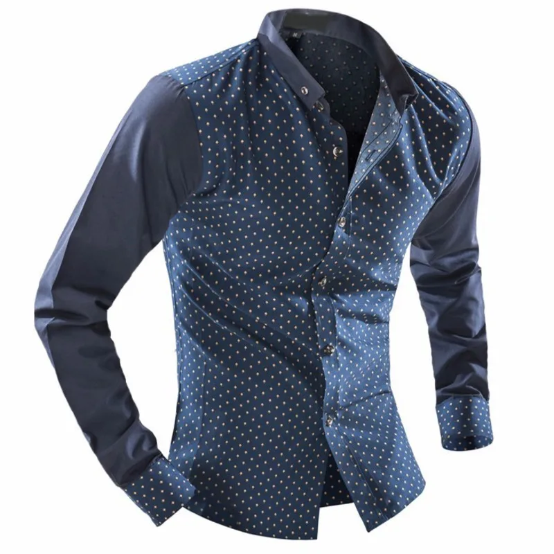 FDWERYNH 2018 мужские деловые рубашки в повседневном стиле Весна Осень Slim Fit Dot отложной