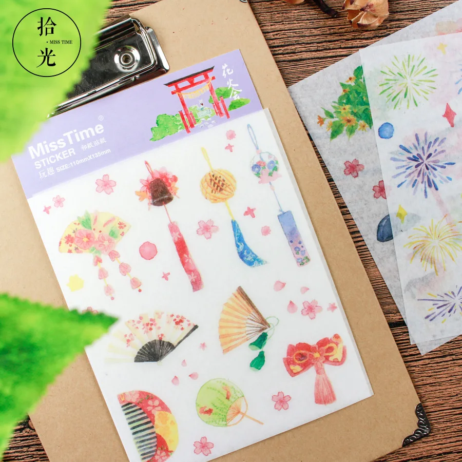 

6 Sheets/Set Beautiful Fireworks Plants Decorative Mobile Sticker Scrapbooking DIY Craft Stickers Stationery