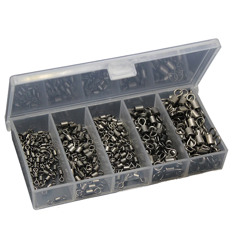 

250PCS Ball Bearing Swivel Solid Ring Fishing Connector Barrel Rolling Swivel Sea Fishing Accessories Fishing Tackle Box X418