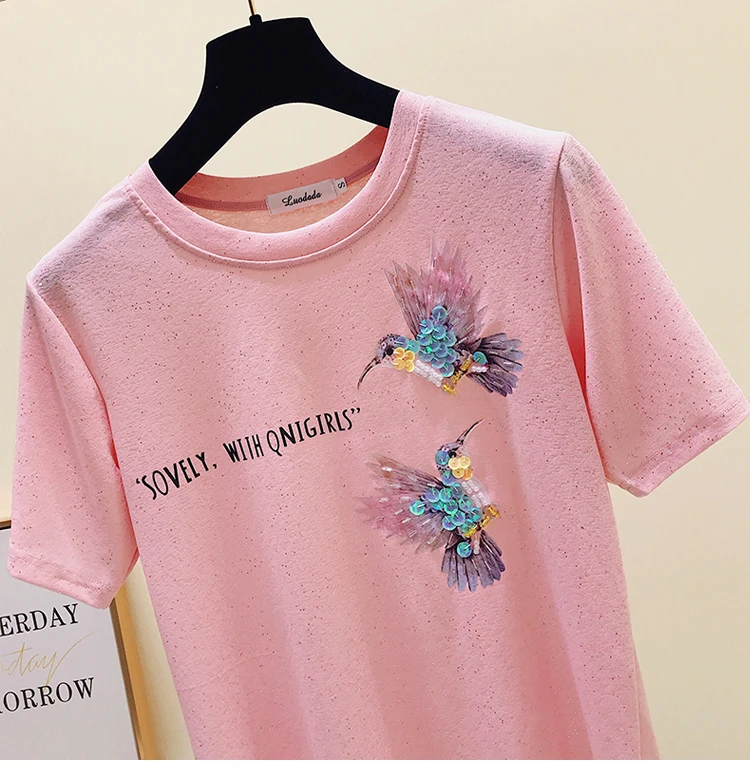 Летняя женская футболка розового цвета размера плюс, белая футболка, женские топы, женская футболка с коротким рукавом, модная с животным принтом 4911 50