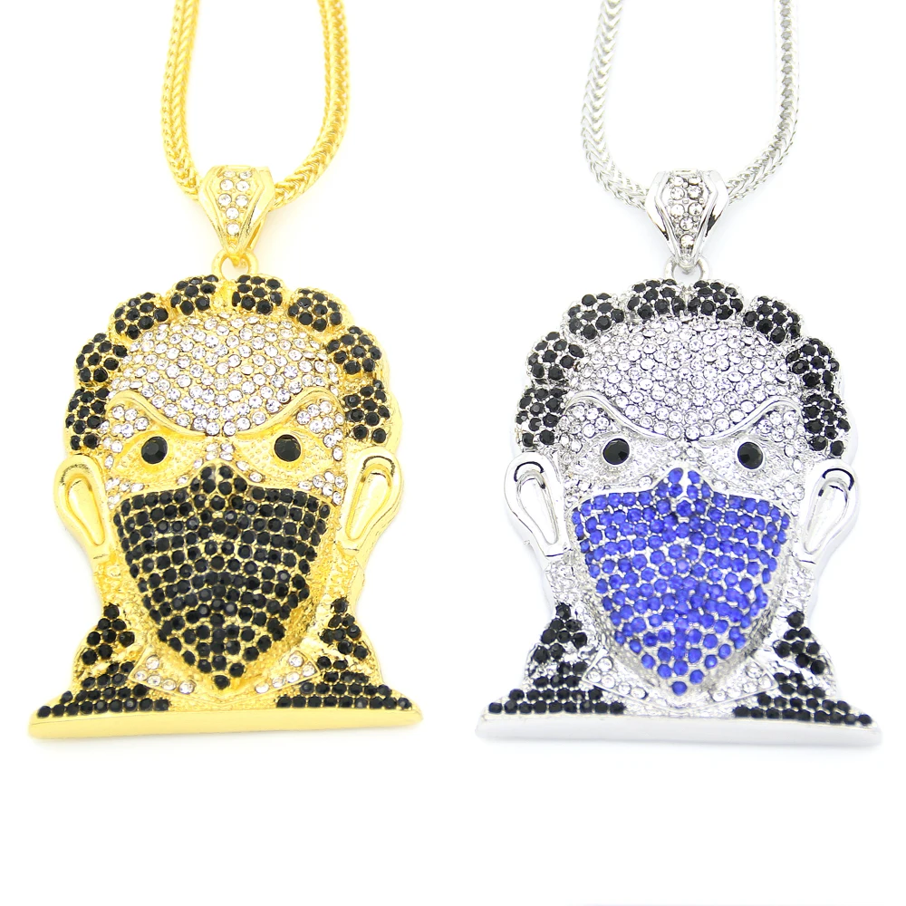 New Bling Bling Iced Out Large Size Head pendant Hip hop Necklace