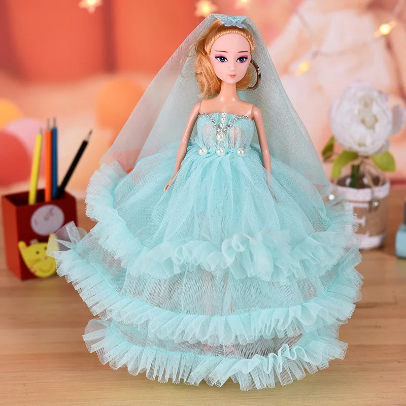 Dolls Toys Three-layer Skirt Butterfly Princess Wedding Dress Fashion Doll Toys for Girls dolls set Birthday Christmas Gift 4pcs