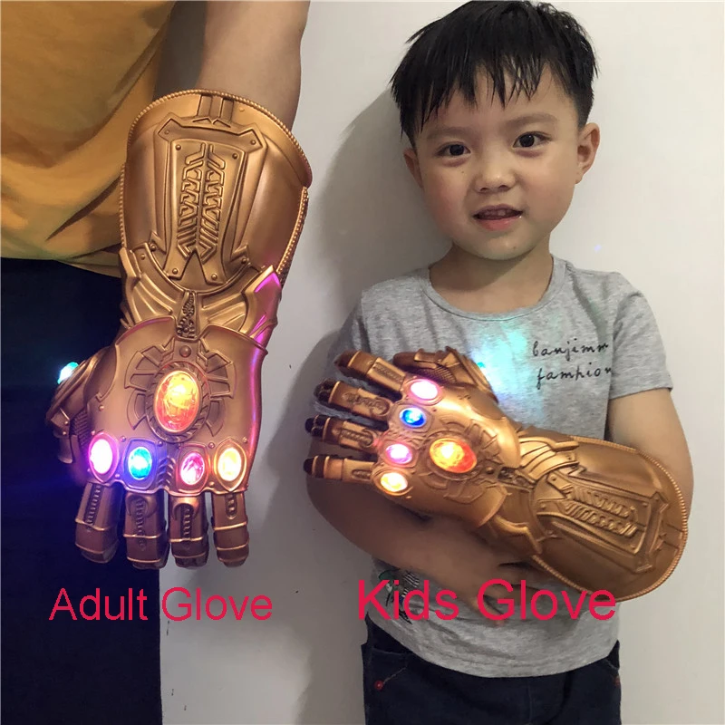 

LED Light Newest Avengers 4 Endgame Thanos Cosplay Glove Adult OR Kids PVC Thanos LED Gloves Toys Gift Halloween Cosplay Props