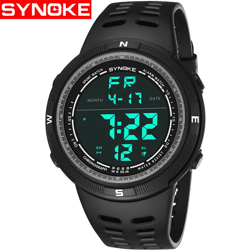 

SYNOKE Luxury Brand Mens Sports Watches Dive 50m Digital LED Military Watch Men Fashion Casual Electronics Wristwatches Relojes