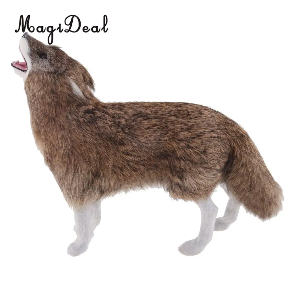 Realistic Grey Howling Wolf Simulation Model Figure Kids Toy Home Decor Gift