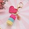 Women New Macaron Cake keychain PU love alloy leaf Key Chain Charm Bag pendant Key Ring Best Party Gift Jewelry K3006 ► Photo 1/6