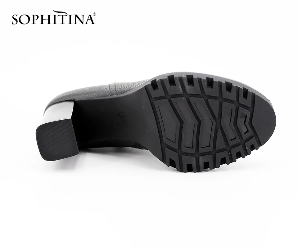 SOPHITINA/Ботильоны женские на осень. Ботинки из натуральной кожи, подкладка из ворсина. Обувь демисезонная с округленным мыском на высоком каблуке и противоскользящей подошве. Обувь на платформе с толщиной 2,5см. B13