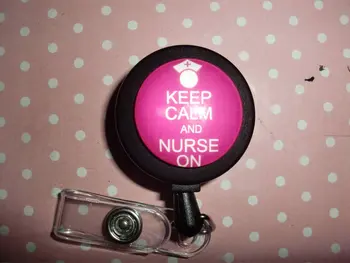 

Keep Calme and Nurse On Retractable ID Badge Reel 10pcs/lot