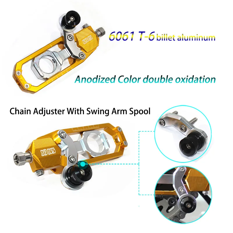 YZF R6 CNC Chain Tensioner Catena Adjuster Spool Aluminium Alloy For Yamaha YZF R6 2006-motorcycle chain alignment tool