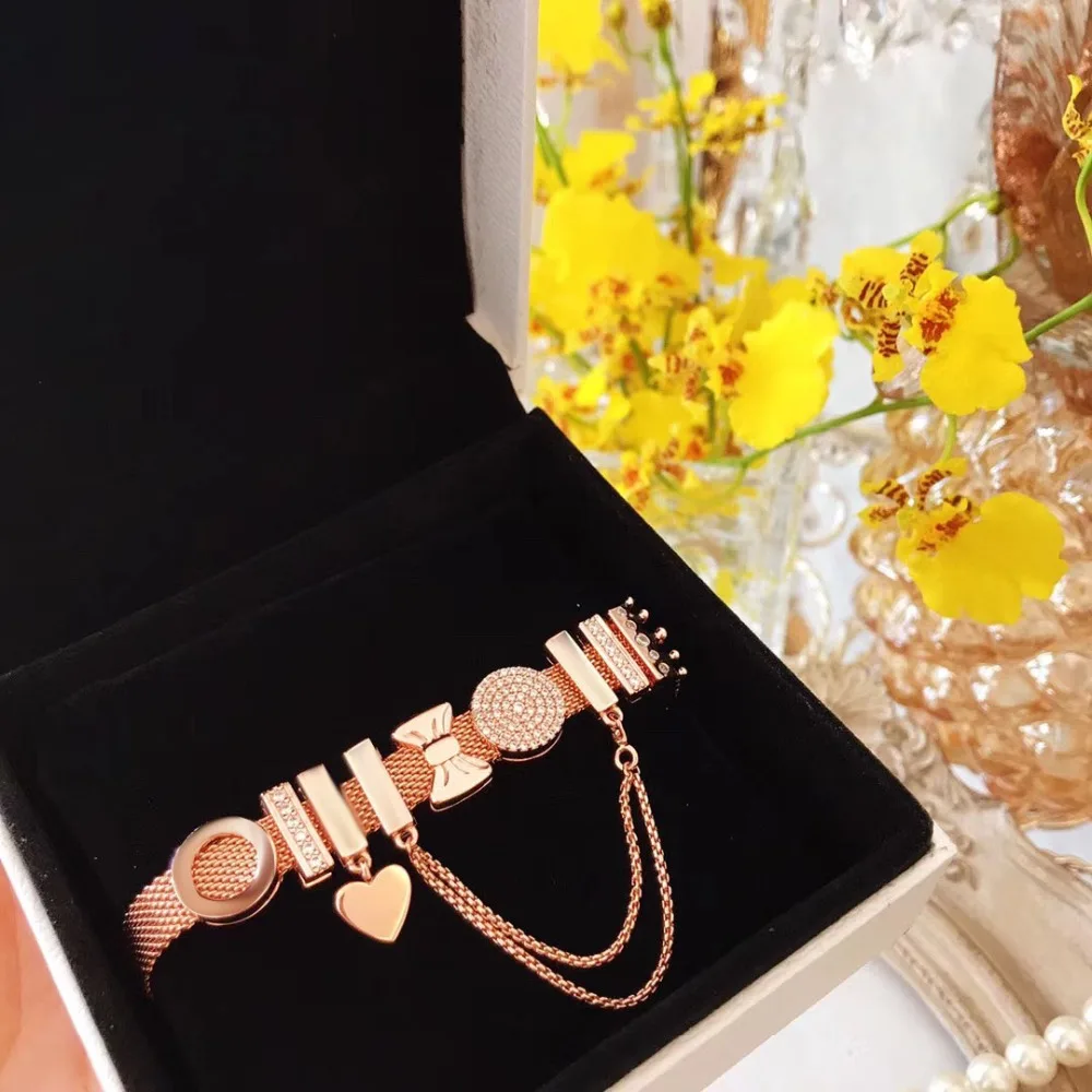 

Original 100% 925 Silver Charm 1:1 Version Reflexions Collection Charm Beads Copy Jewelry For Women 1:1 With Logo Bracelet