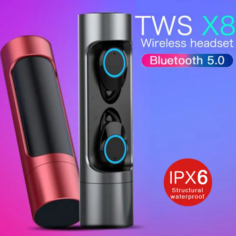 

TWS X6/X8 Bluetooth 5.0 Wireless Earphone Deep bass Earbuds Waterproof Headphone With Charging Box For Apple iPhone 6 7 8 Sony