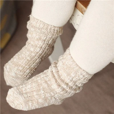 Lawadka/Детские носки для новорожденных мальчиков, Вязаные изделия для младенцев, носки зимняя теплая одежда для малышей аксессуары для детей от 0 до 24 месяцев - Цвет: Beige
