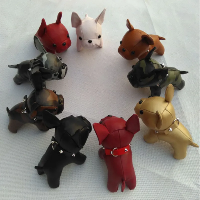 

5 Colors Pu Leather Big Size Bulldog Keychain Key Ring Women Bag Jewelry Accessories Llavero 19053