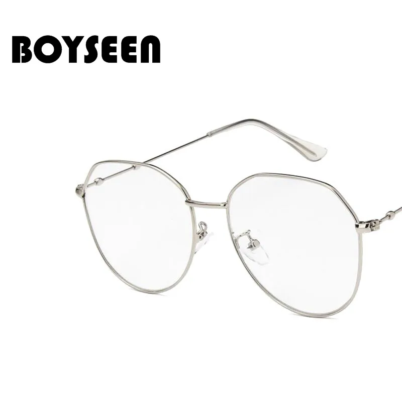 BOYSEEN Винтаж Стекло es полигон плоский оптический Стекло нерегулярные металла Стекло es рама с близорукость кадров Оптический Стекло es 5912