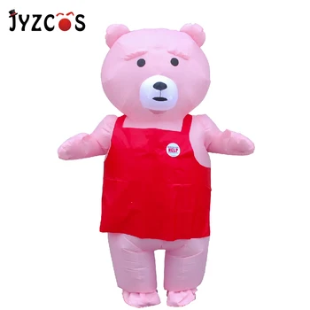 

JYZCOS Adult Pink Teddy Bear Inflatable Costume Halloween Party Animal Costume Purim Christmas Carnival Cosplay Costume