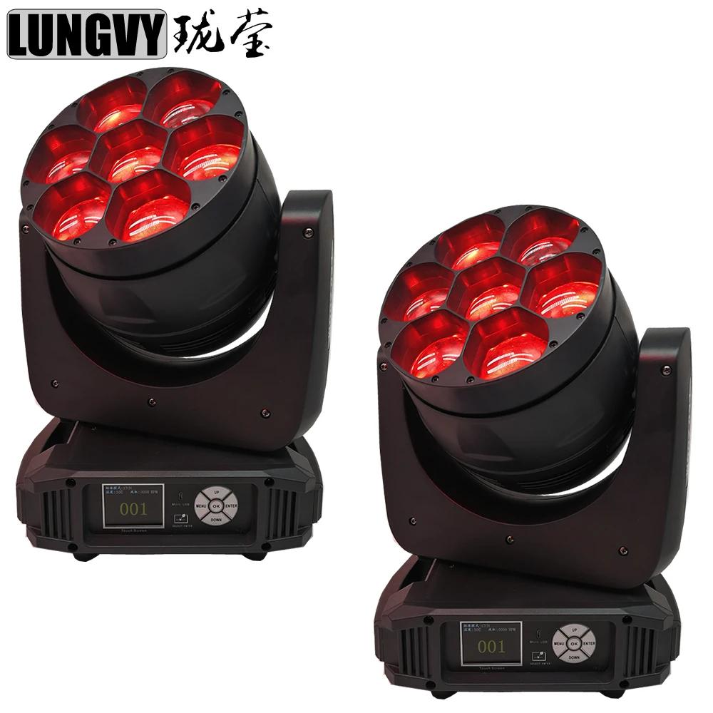 

Free Shipping 2pcs/Lot Stage Lights Lyre O-SRAM RGBW 7x40w Lyre Zoom Professional Disco Lights Led Wash Moving Head Light