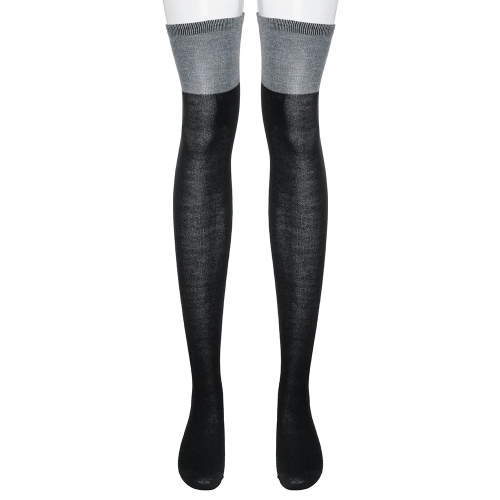 HSU Thigh High Over Knee High Socks Girls Womens New Autumn Christmas Stockings Tights chaussettes femme fantaisie harajuku - Цвет: Gray