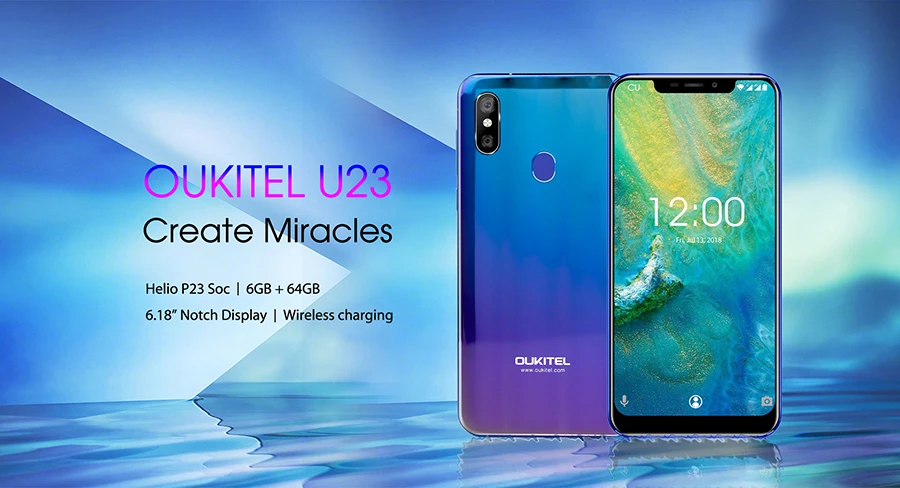 OUKITEL U23 6,1" 18:9 Android 8,1 MT6763T Helio P23 Восьмиядерный 6 ГБ 64 Гб 3500 мАч 16 МП беспроводной заряд лица ID мобильный телефон