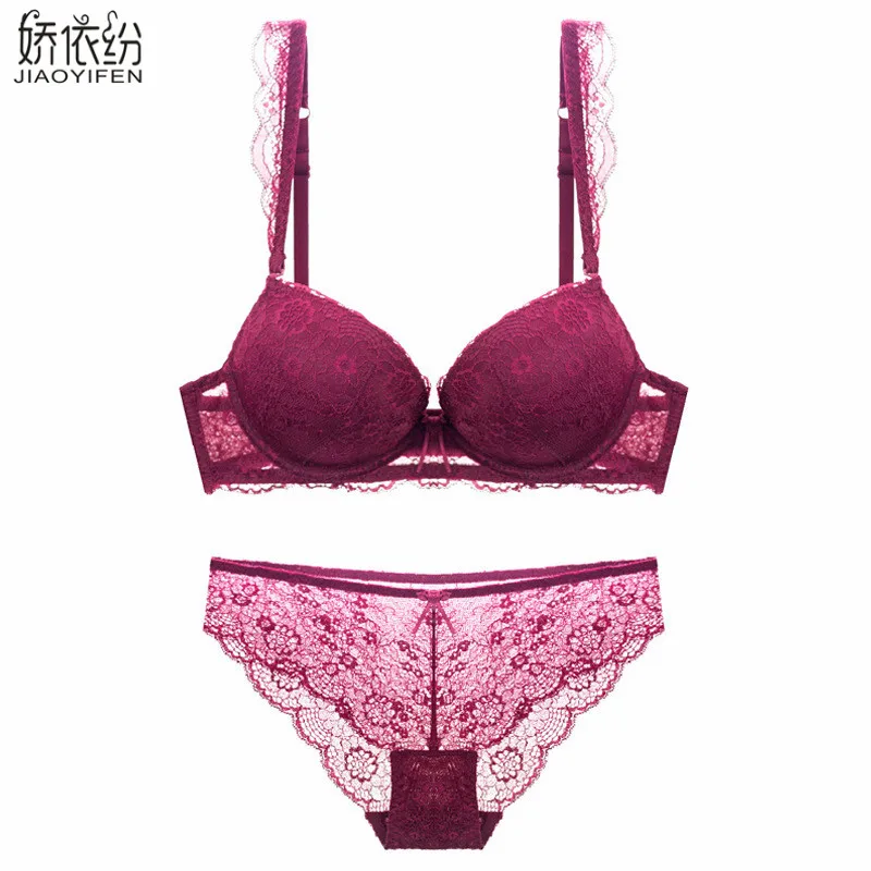 JYF Brand Europe Bra Set Sexy Lace Women Underwear Padded Push Up Bra