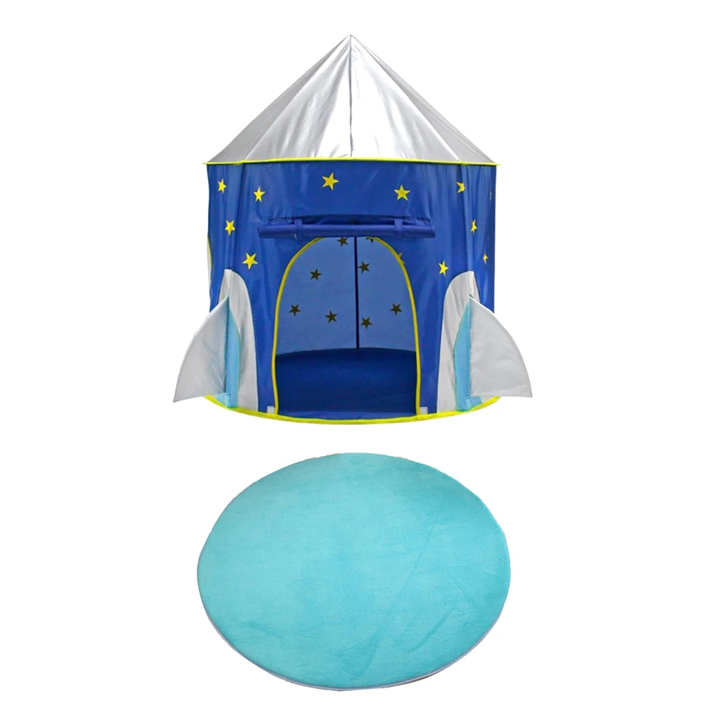 Folding Space Capsule Pop Up Playhouse Princess Tent + Carpet Rug Kids Indoor & Outdoor Toy